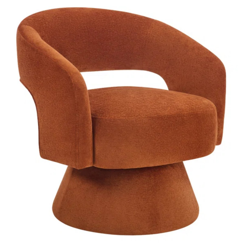 Markeita 27.8''Wide Modern Soft Microfiber Swivel Accent Chair with Unique Backrest Design, Orange, 3
