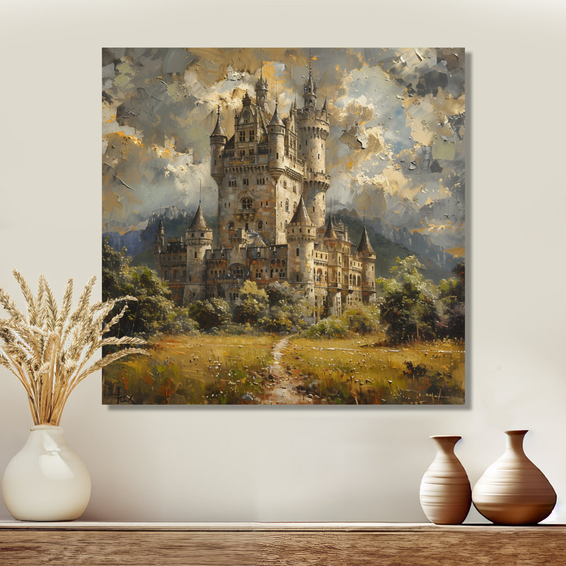 «Beige Grey Summer», tour de château tour III, impression d'art mural châteaux, Métal métal, H 16 po x l 16 po x P 1 po