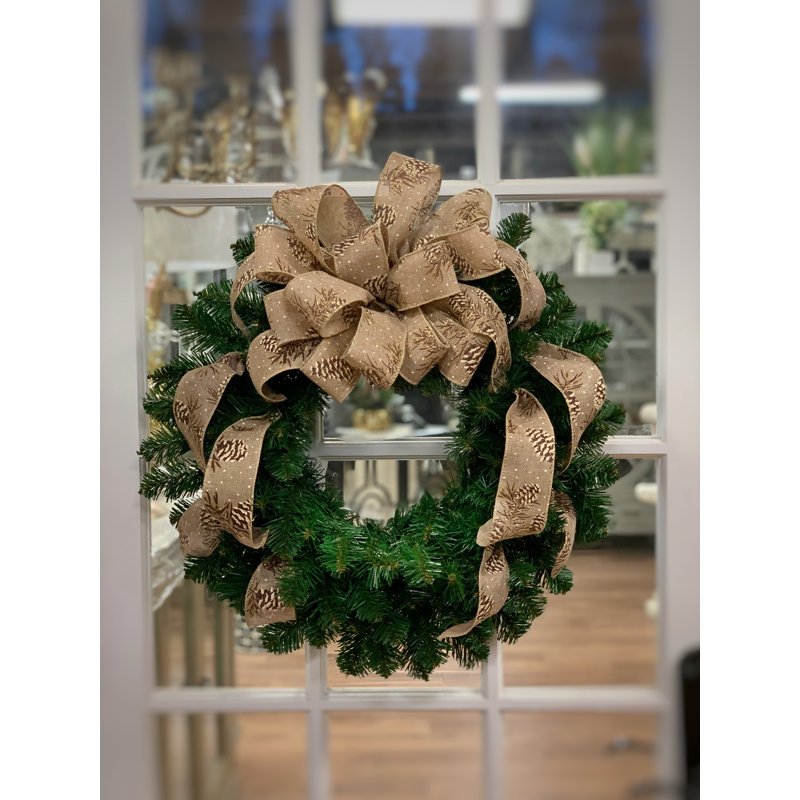 Nixa Evergreen Wreath with Pinecone Ribbon