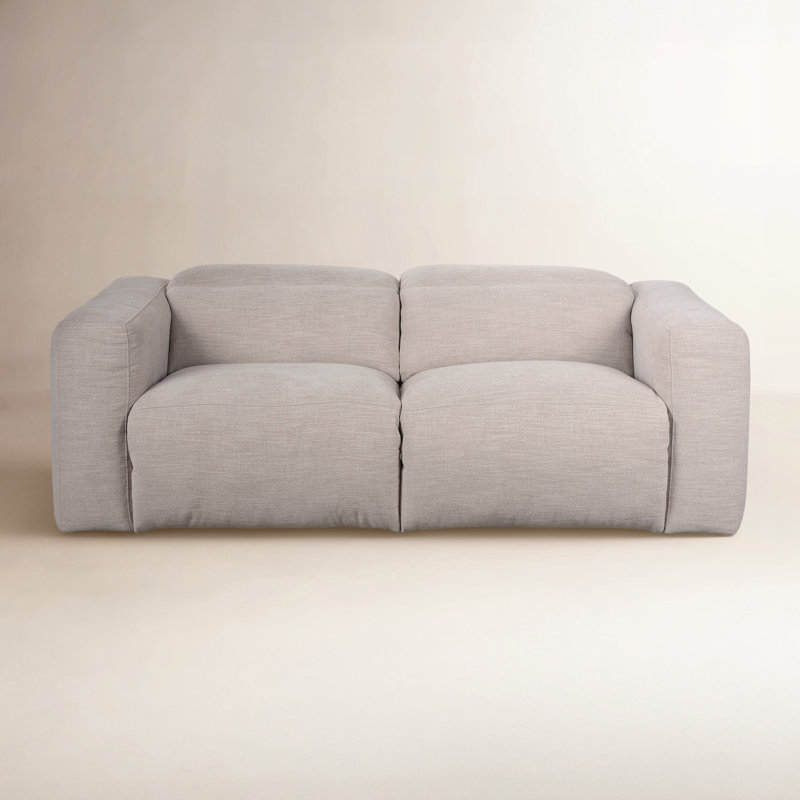 Amed 89" Upholstered Power Reclining Sofa, Laken Stone Polyester Blend