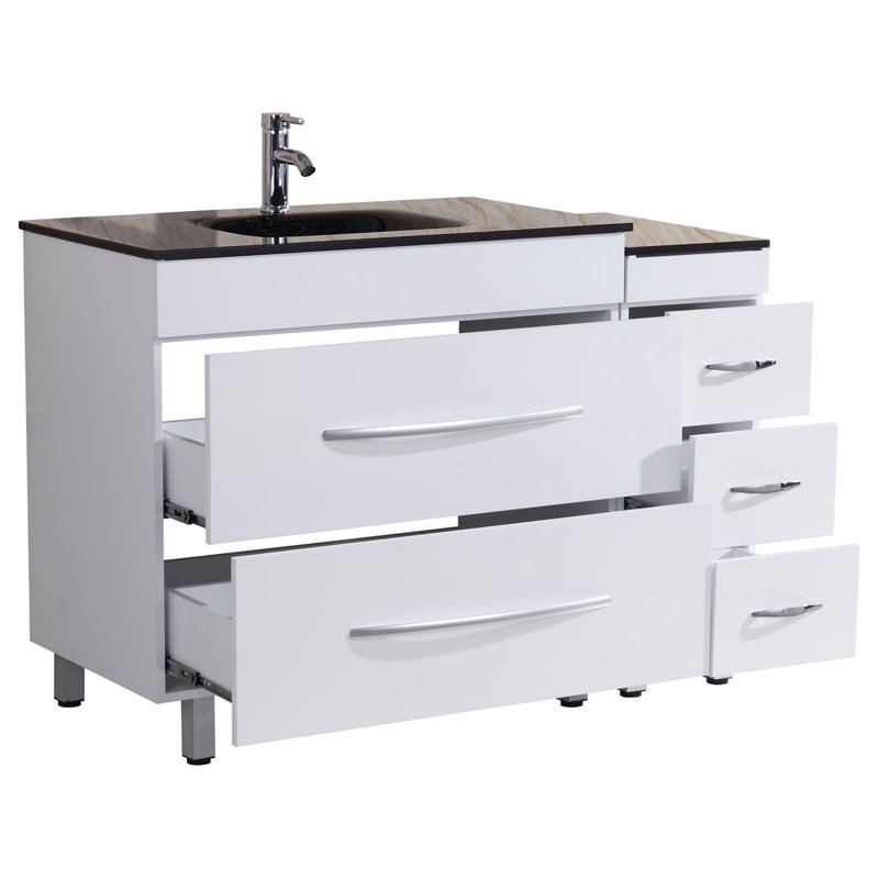 Ensemble de meuble-lavabo simple 48 po avec miroir Marguez, Noir