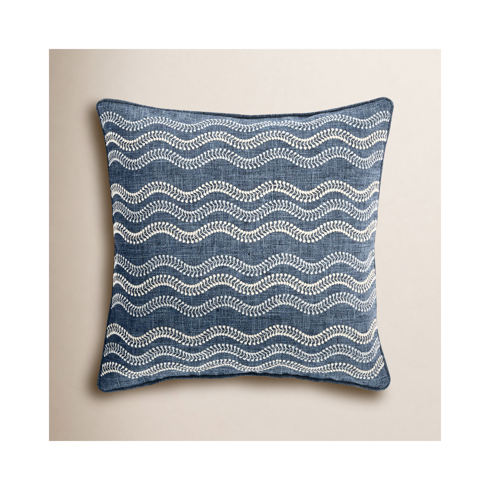 Scout Embroidered Indoor/Outdoor Pillow Cover, Navy