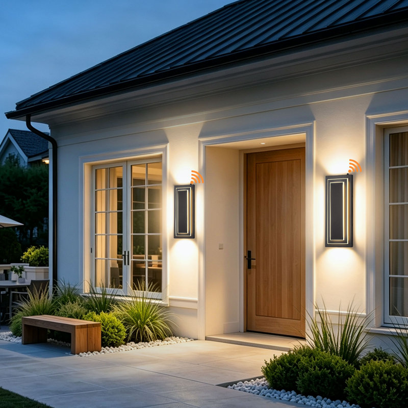 2-Pack Modern 2-Tier Square LED Outdoor Wall Sconce