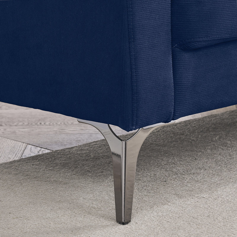 Fauteuil Keito, Velours côtelé bleu marine