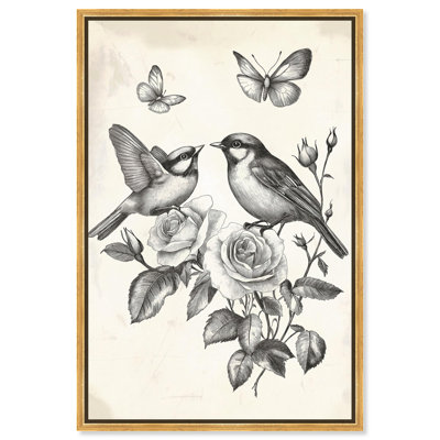 Illustration d'une paire d'oiseaux perchés sur toile par Art Remedy