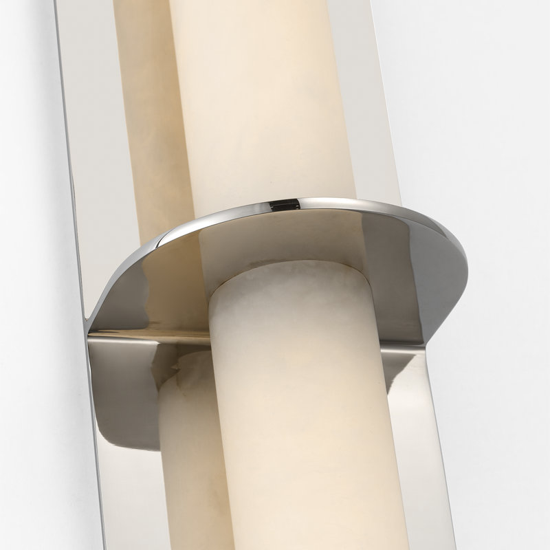 Kelly Wearstler Fosse 28" Linear Tube Sconce with Alabaster, Polished Nickel