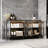 Black Metal Frame Bathroom Storage Cabinet With LED Lights & 4 Tempered Glass Doors