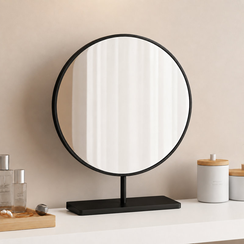 Meuble-lavabo moderne pour chambre à coucher crème - Miroir