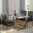 Luxury 70 Inch White Sintered Stone Dining Table With Brushed Bronze Base-525071319