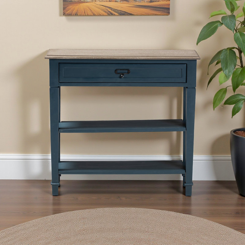 Console Flora, à un tiroir, brun / bleu Flora 29,68 po x l 31,2 po x P 9,82 po Flora