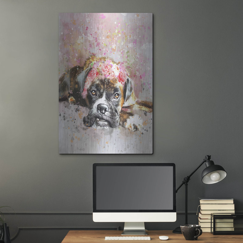 «Flower Crown Boxer» par Furbaby Affiliates, H 36 po x l 24 po