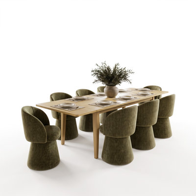 Ensemble de table de salle à manger extensible avec table en placage de bois véritable et chaises pivotantes rembourrées à 360 °