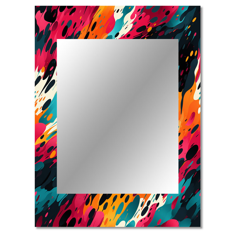 Motif néon captivant Deiontre - grand miroir abstrait, miroir mural décoratif moderne, impression d'art en métal