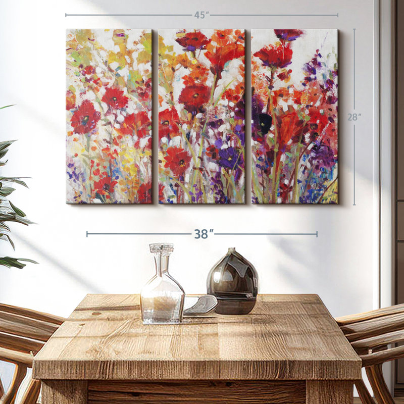 «Variété de fleurs I», 3 pièces, H 28 po x l 45 po
