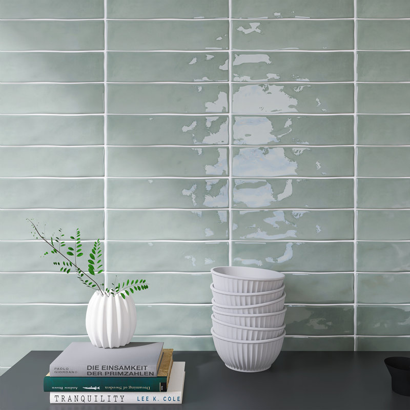 Supreme Tile Kezma 3 in. x 12 in. Ceramic Subway Wall Tile, Jade Green