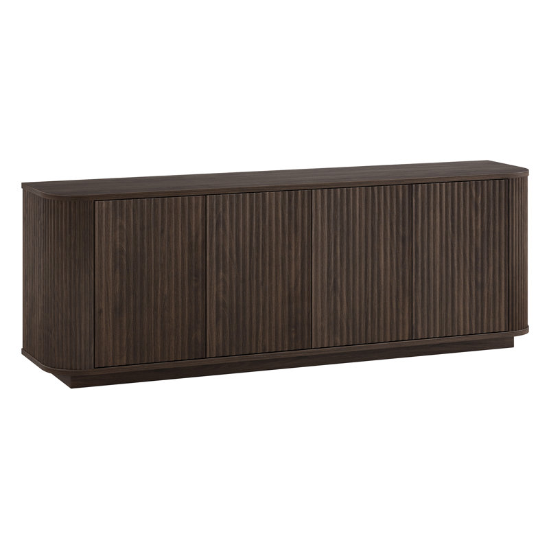 68" TV Stand for TVs up to 75" with Fluted Doors & Cable Management — Alder Brown Transitional Media Console for Living Room | Canton