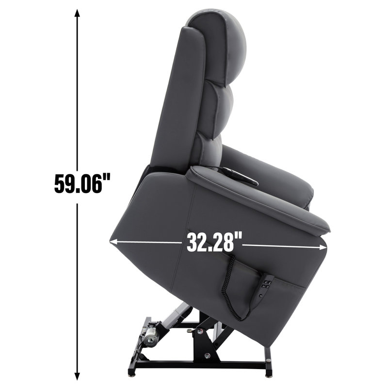 Fauteuil inclinable à levage à deux moteurs Leatherair Infinity jusqu'à 350 lb avec télécommande, massage thermique et mécanisme de mouvement robuste