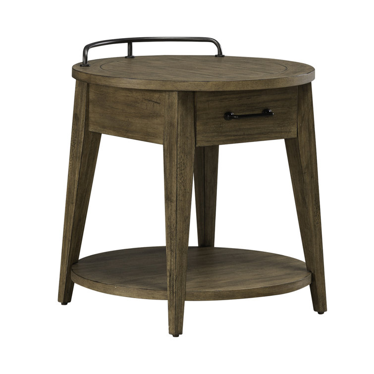 Ikshan Round End Table w/ One Drawer