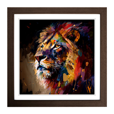 Lion Palette Knife Painting - Framed Print