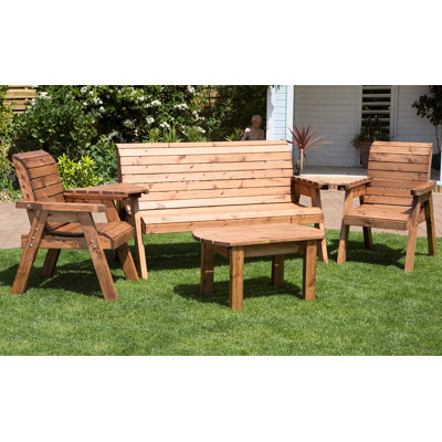 Bulkley Hand Made 5 Seater Chunky Rustic Wooden Garden Furniture Multi Set
