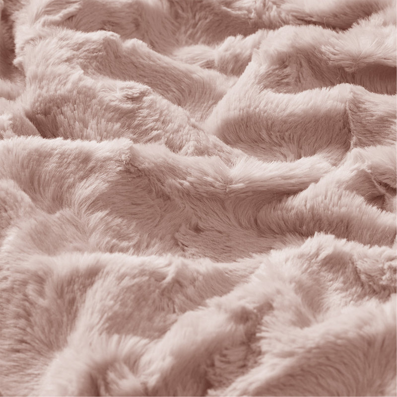 Jeté en fausse fourrure surdimensionné, L 70 po x l 60 po, Rosé