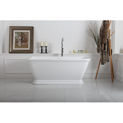 Baignoire piédestal rectangulaire ovale en acrylique 71 pouces avec drain Kingston Eden Aqua Brass Kingston (sans perçage de robinet)
