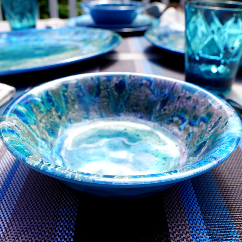 Radiance Teal 12-Piece Heavyweight Melamine Dinnerware Set