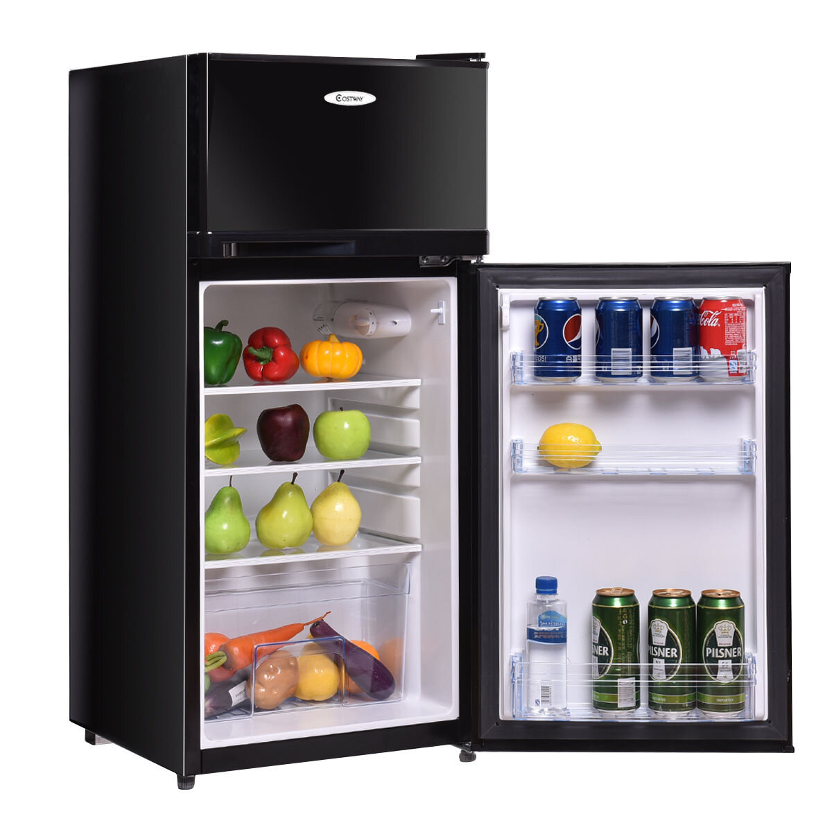 Small mini fridge with lock, 1.0 cubic feet, black
