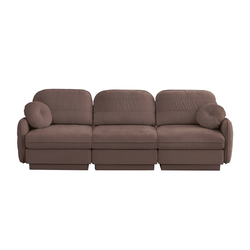 Canapé modulaire en chenille 3 places avec coussins de dossier matelassés pour le salon, H 37,4 po x l 105,1 po x P 33,4 po