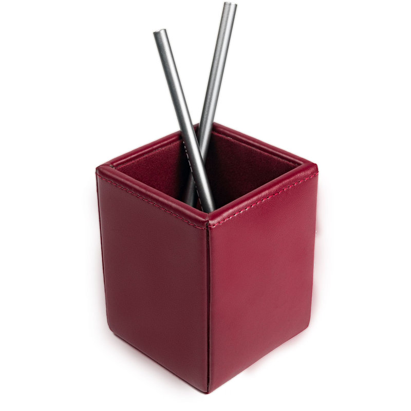 Pot à crayons en cuir reconstitué Melida, Bourgogne
