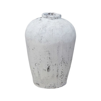 Vase de table en porcelaine blanc intérieur / extérieur 20 po