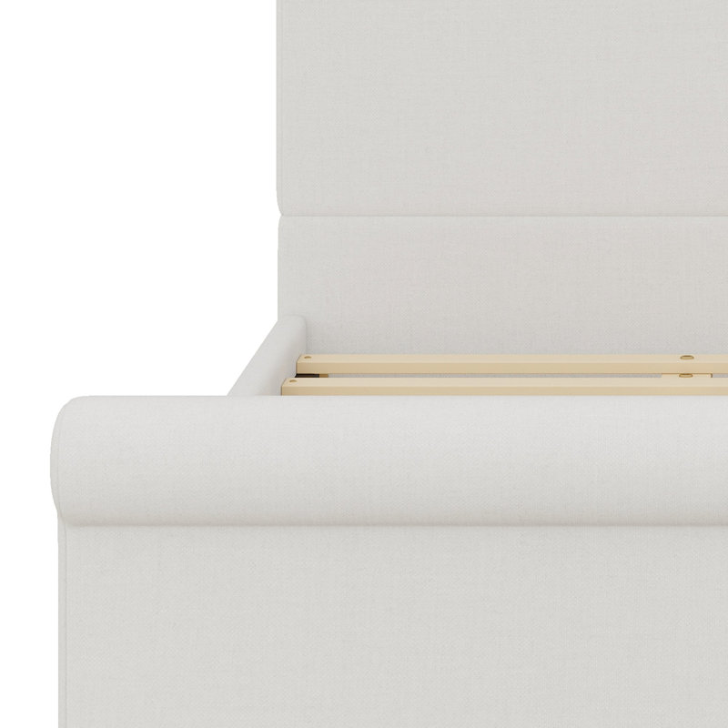 Structure de lit avec traîneau roulé et support à lattes conçu pour durer, Très grand lit