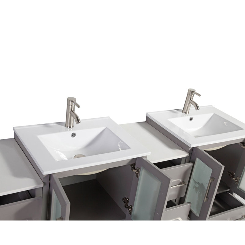  Framed 84" Double Bathroom Vanity Set, Gray