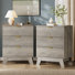 Ensemble de chambre à coucher 3 pièces, commode double cannelée à 9 tiroirs de 57 po de largeur et deux tables de chevet à 3 tiroirs