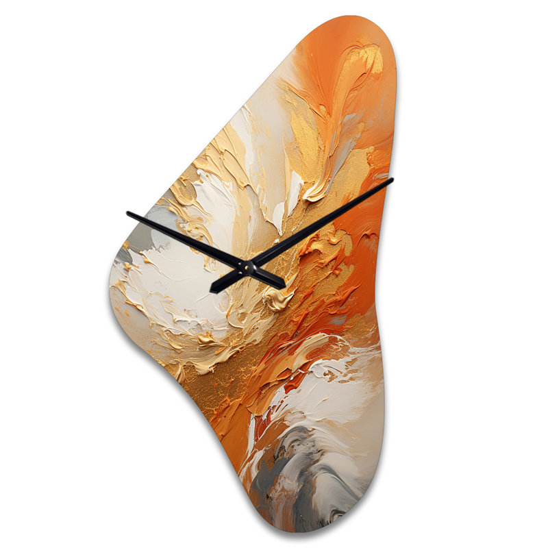 Lobato - Boomerang Shape Gold Wall Clock Sculpture, Medium