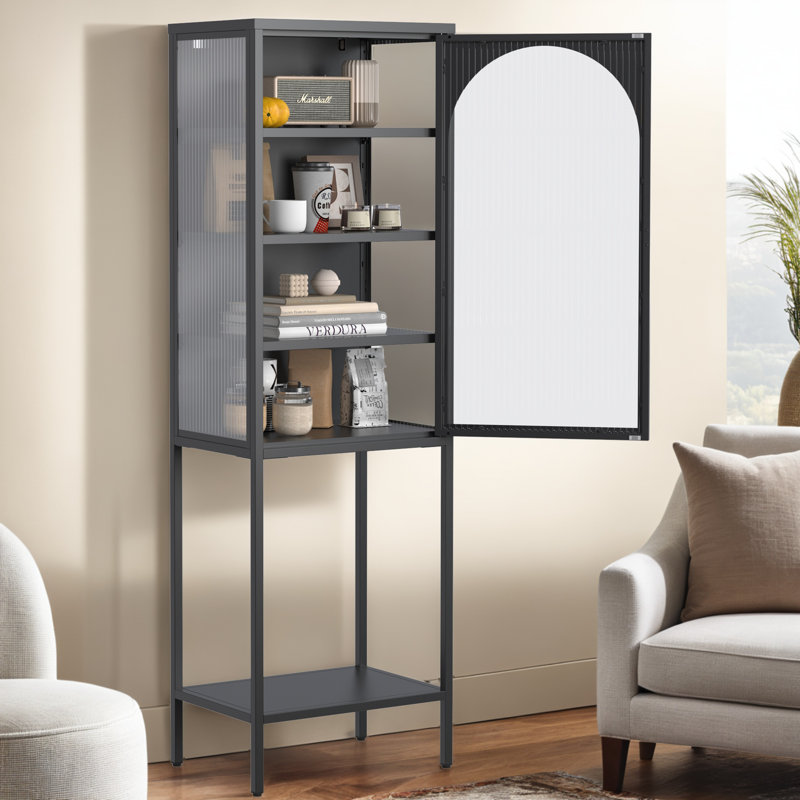 5-Tier Cube Bookshelf Storage Cabinet with 3 Adjustable Shelves, Black