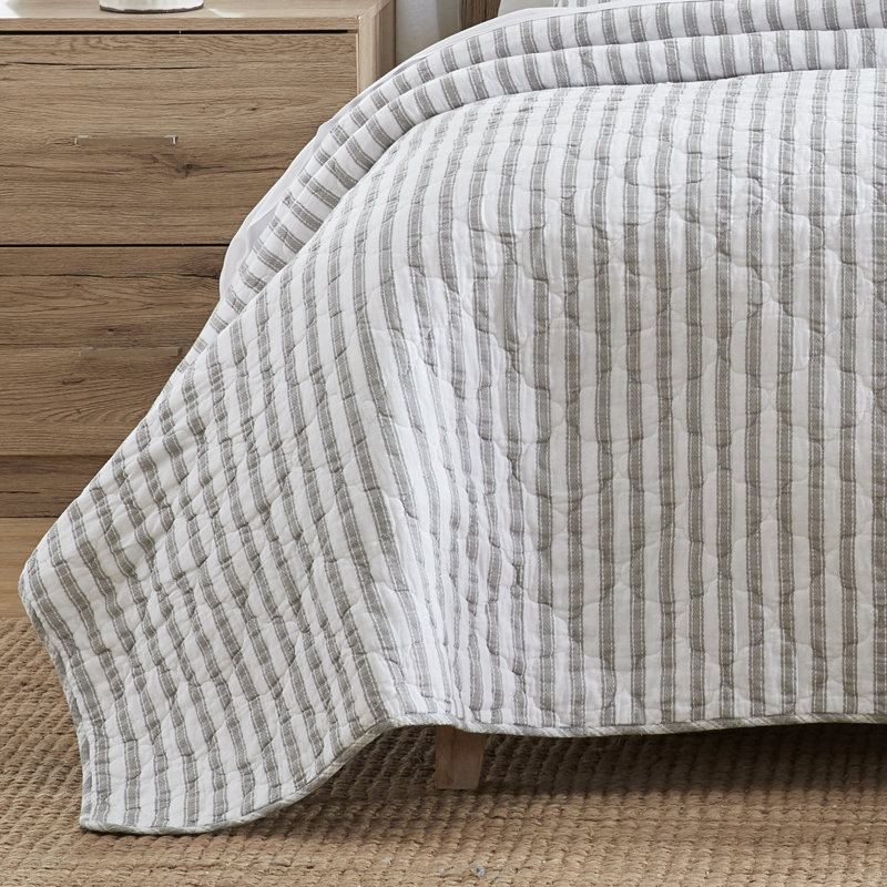 Ensemble de courtepointe réversible en coton Willow Way Ticking Stripe Quilt Set