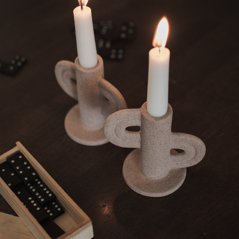 Shun 4.33'' H Ceramic Tabletop Candlestick, Nude