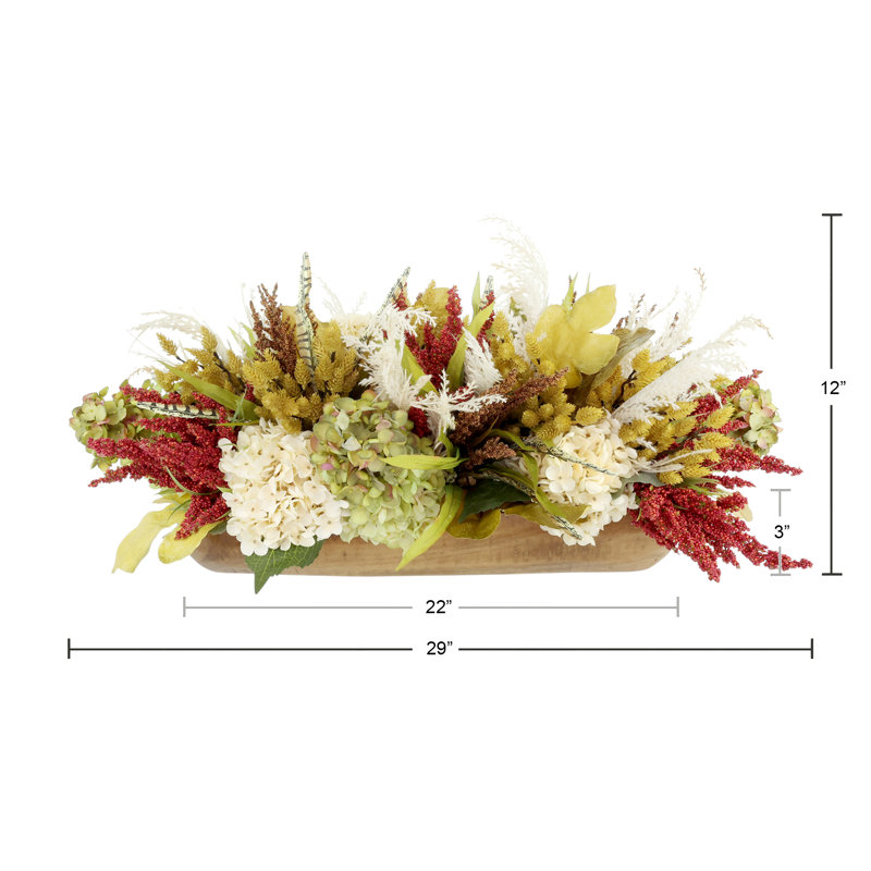 Fall Centerpiece with Hydrangeas, Pampas and Heather