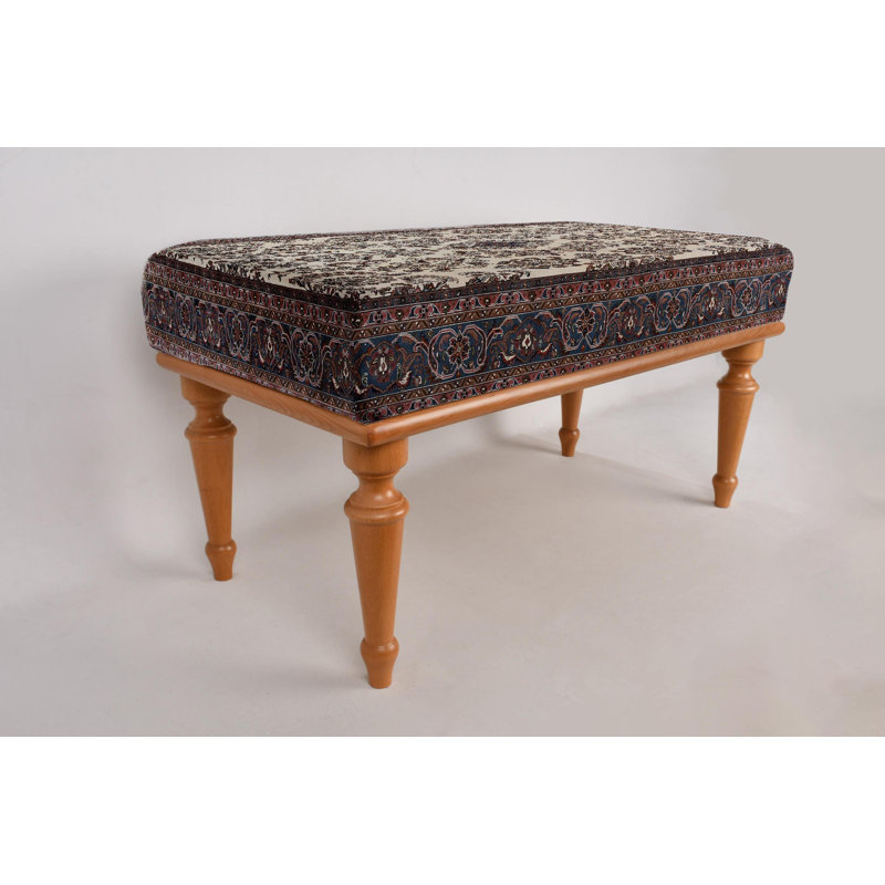 Ottoman Bench, Upholstered Bench, Floral Pattern Bench, Turkish Rug Bench, Kilim Bench, Home Decor Bench, Handmade Bench, Piano Bench,
