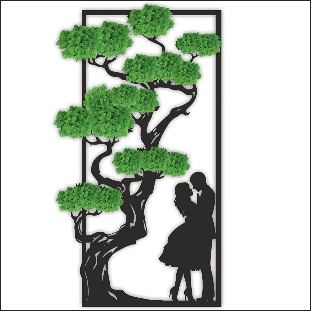 Tree with Moss "Bonsai" Wall Décor