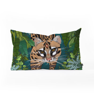 Sharon Turner Ocelot Jungle Oblong Lumbar Pillow