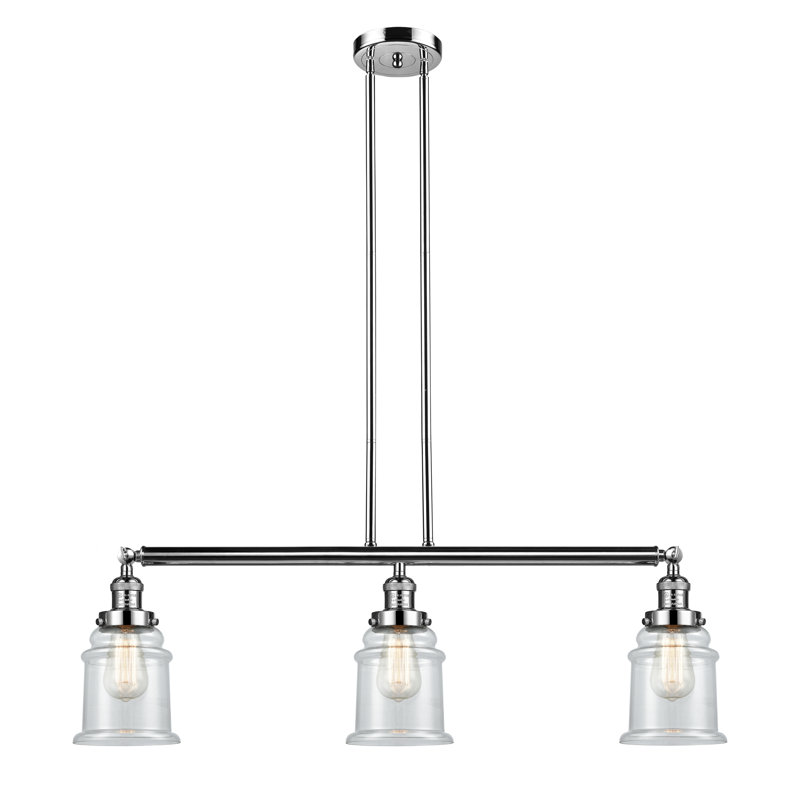 Galaviz 3 - Light Kitchen Island Pendant, Clear, No Bulb Included, Polished Nickel