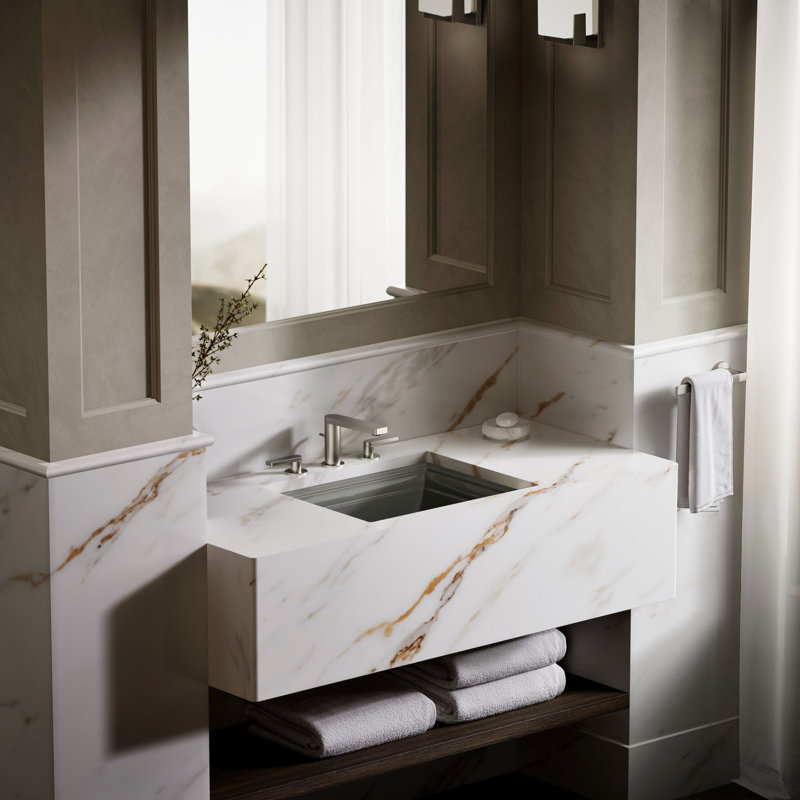 Memoirs® Vitreous China Rectangular Undermount Bathroom Sink with Overflow, Thunder Gray