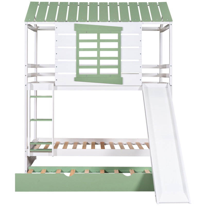 Lit superposé simple surdimensionné avec glissière maniable et lit gigogne en blanc + - Augmente la valeur de divertissement de la chambre à coucher modifiables pour créer un look de chambre à coucher distinctif