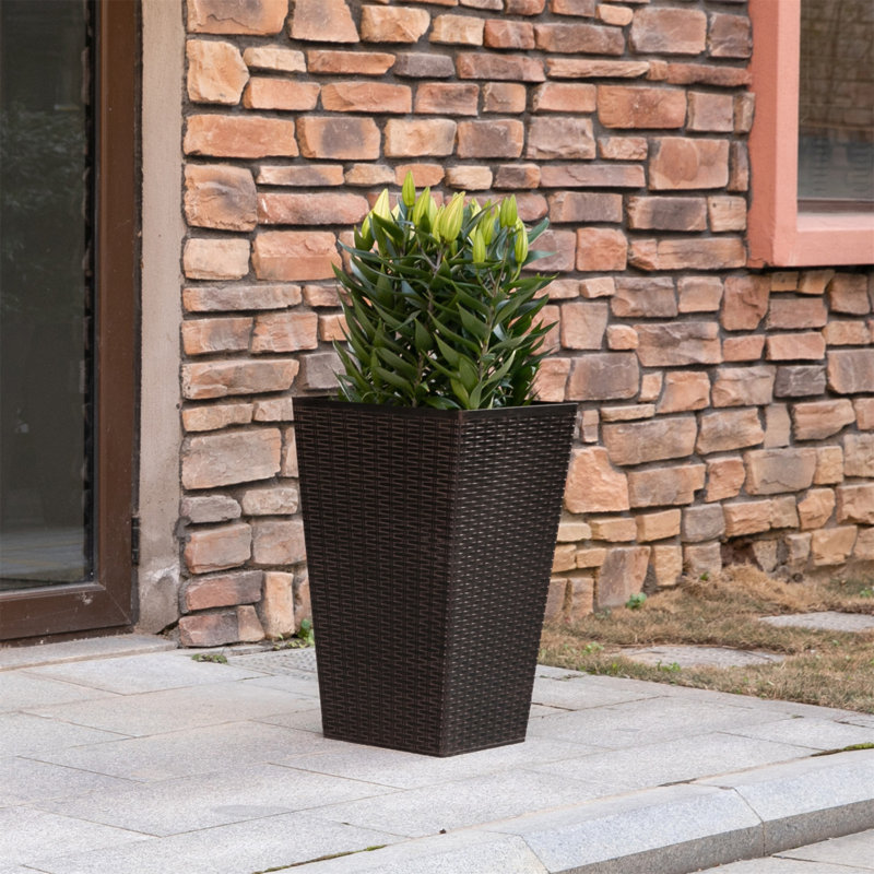 Ensemble de pot de fleurs d'intérieur / extérieur 3 pièces avec trous de drainage, Brun