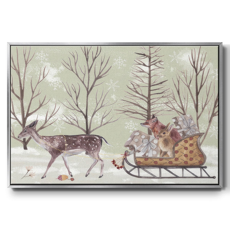 Christmas Time II, toile tendue avec châssis, H 17 po x l 25 po x P 1,5 po, Papier avec cadre argenté