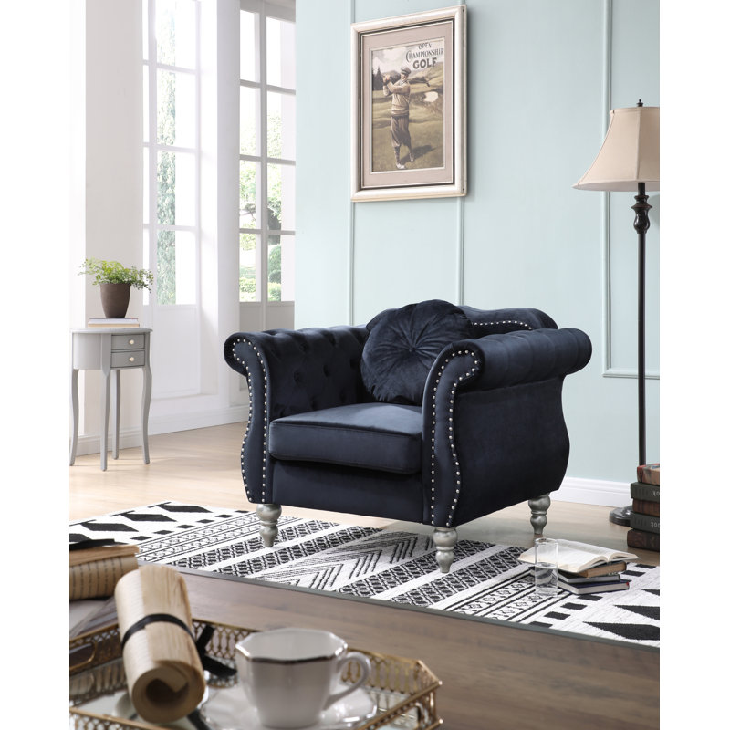 Farney Velvet Swivel Armchair, Black Velvet