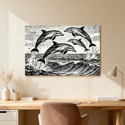 Reproduction d'art avec des dauphins