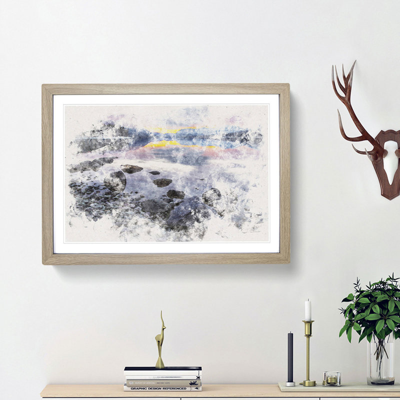 The Apgar Mountains in Montana - Picture Frame Painting Print, 36cm H x 48cm W x 2cm D, Walnut Framed